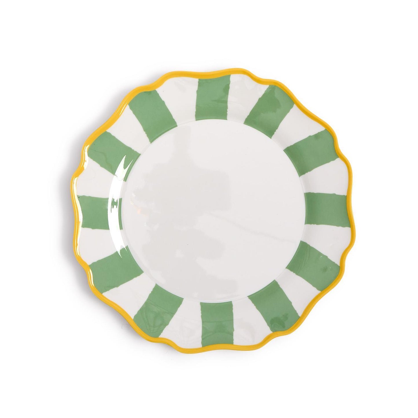 Green Striped Melamine Dinner Plates