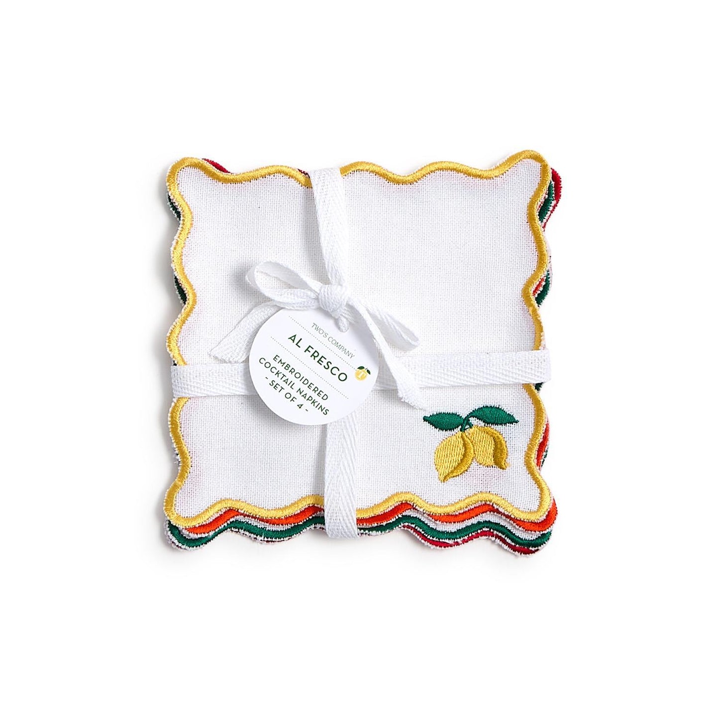 Embroidered Fruit Cocktail Napkin Set