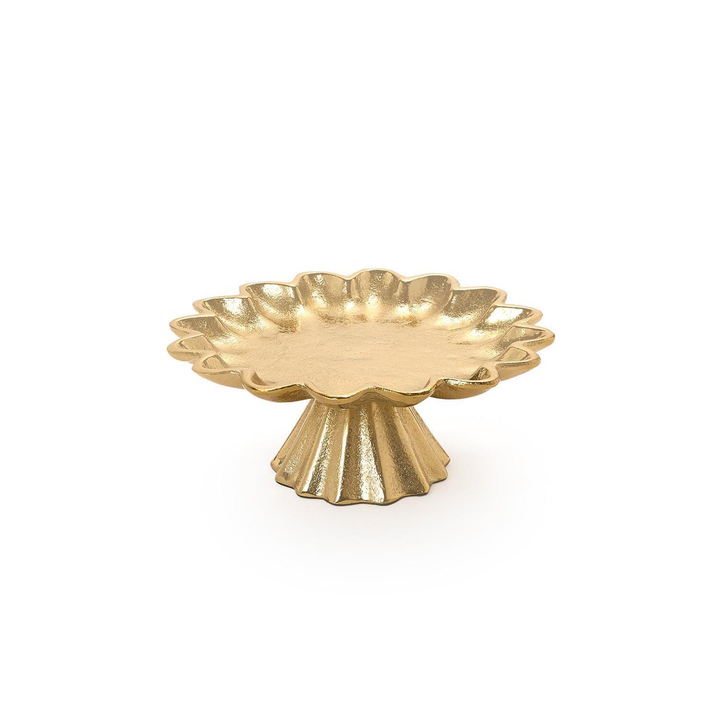 Small gold scalloped edge gold cake stand