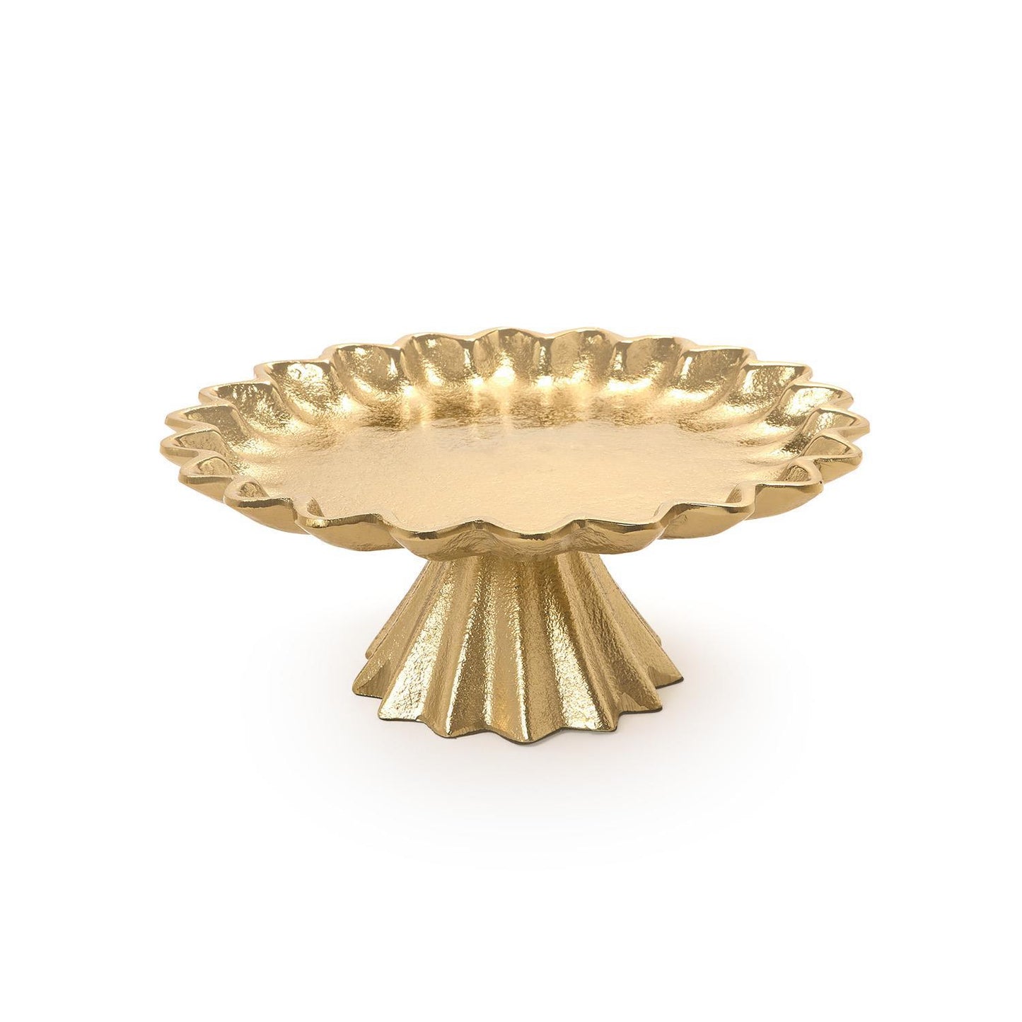Medium gold scalloped edge gold cake stand