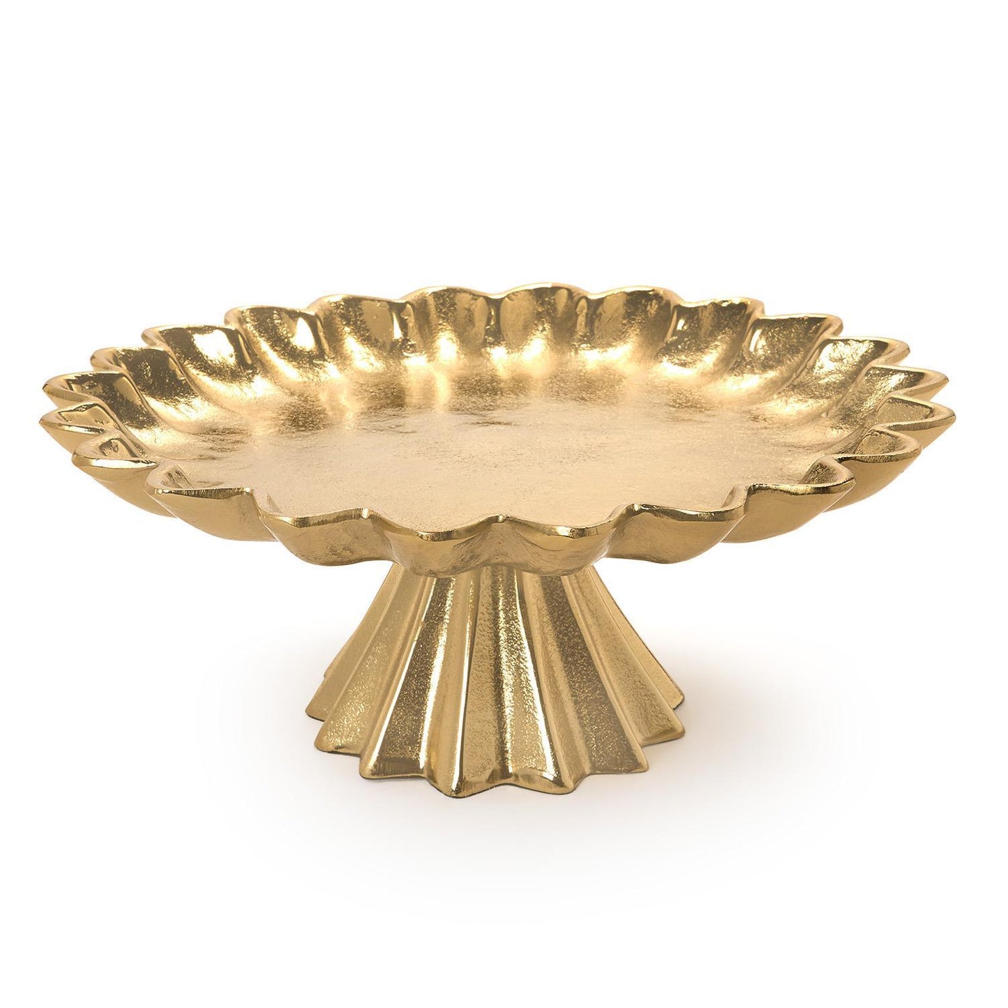 Large gold scalloped edge gold cake stand