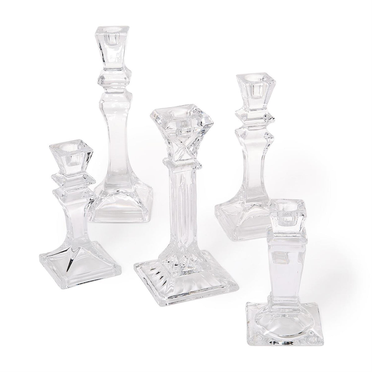 Clear Glass Taper Candleholders