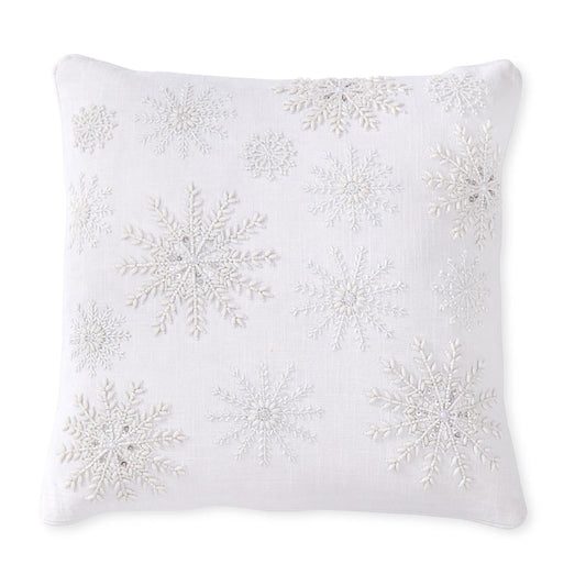 White Beaded Snowflake Pillow