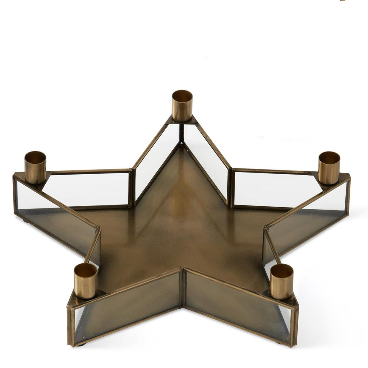 Gold Metal & Glass 5 Taper Candleholder Large