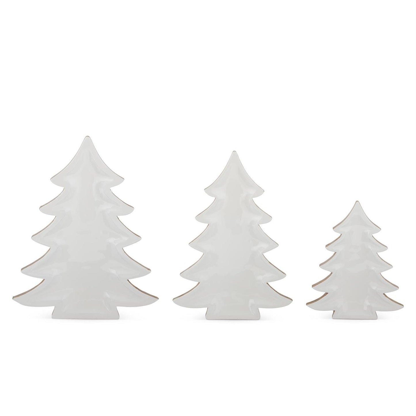 Wooden Christmas Tree Tray w/Enameled White Interior Small