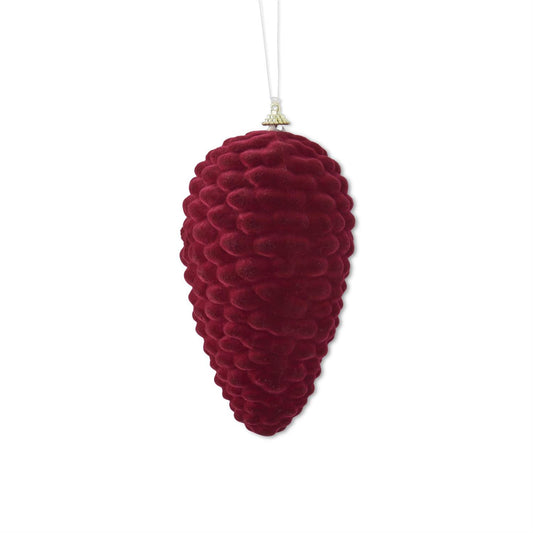 Burgundy Velvet Flocked Pinecone Ornament