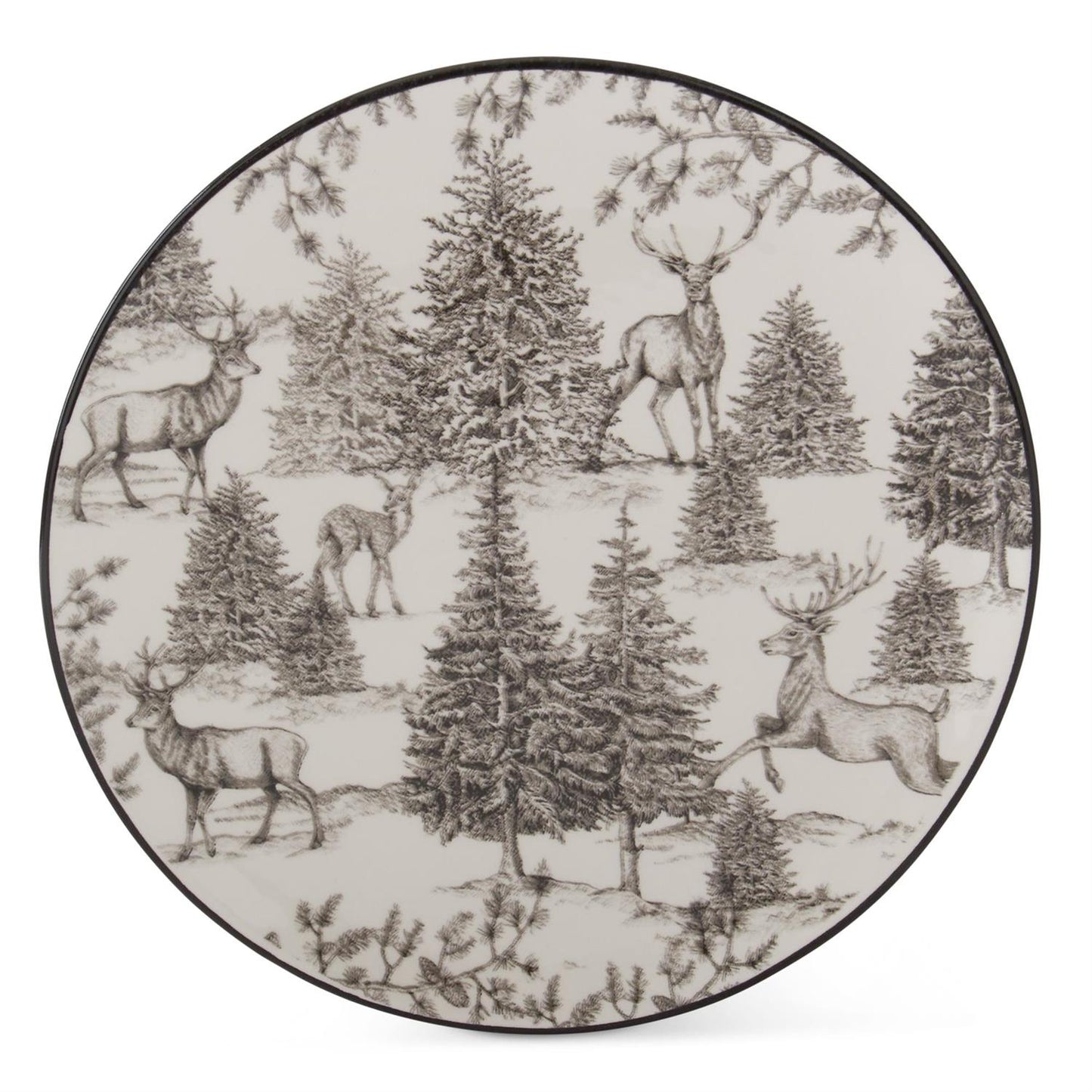 White & Black Toile w/Deer Plate
