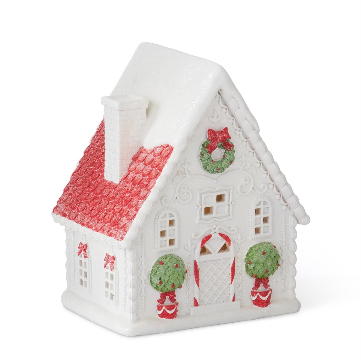 Glittered Resin LED Christmas House w/Timer Small