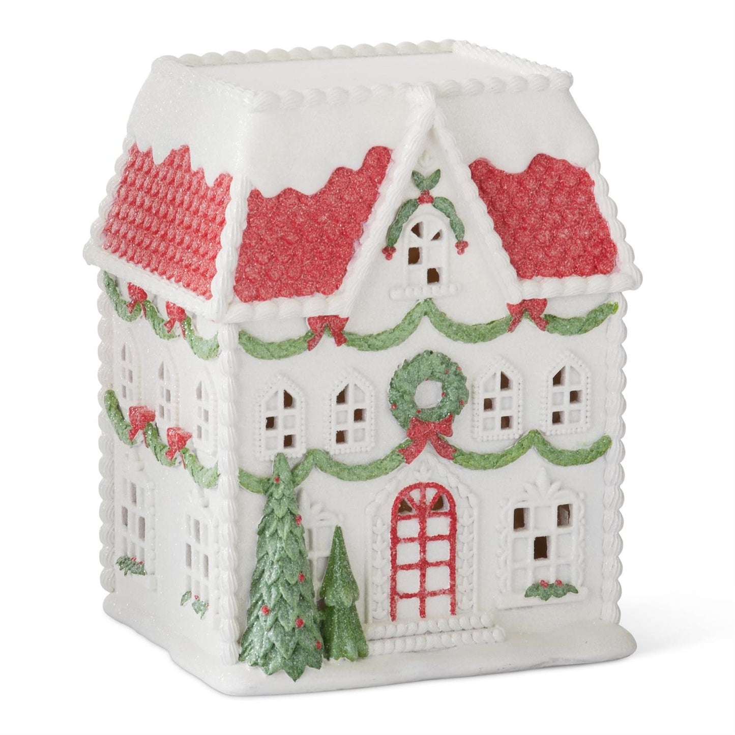 Glittered Resin LED Christmas House w/Timer Large