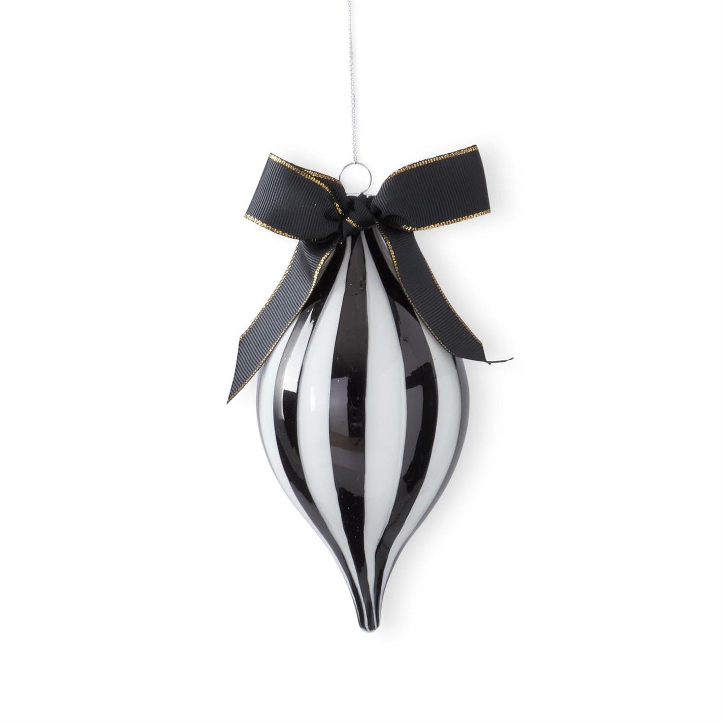 Black & White Glass Teardrop Ornament