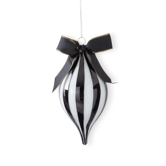 Black & White Glass Teardrop Ornament
