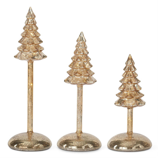 Gold Mercury Glass LED Christmas Tree Finial w/Timer Large