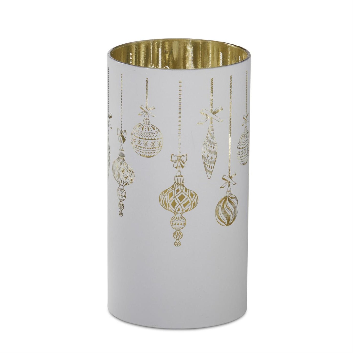 White Glass Engraved Ornament Candle Slip Cover