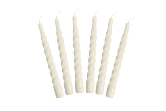 Cream Twisted Taper Candles Set of 6