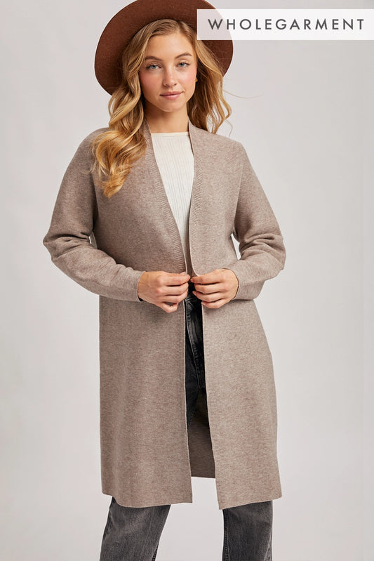 Open Front Knit Sweater Cardigan Latte Large