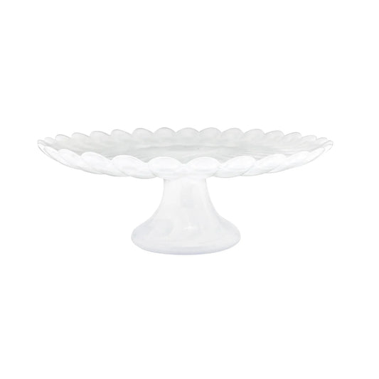Mariposa Alabaster White Scalloped Small Cake Stand