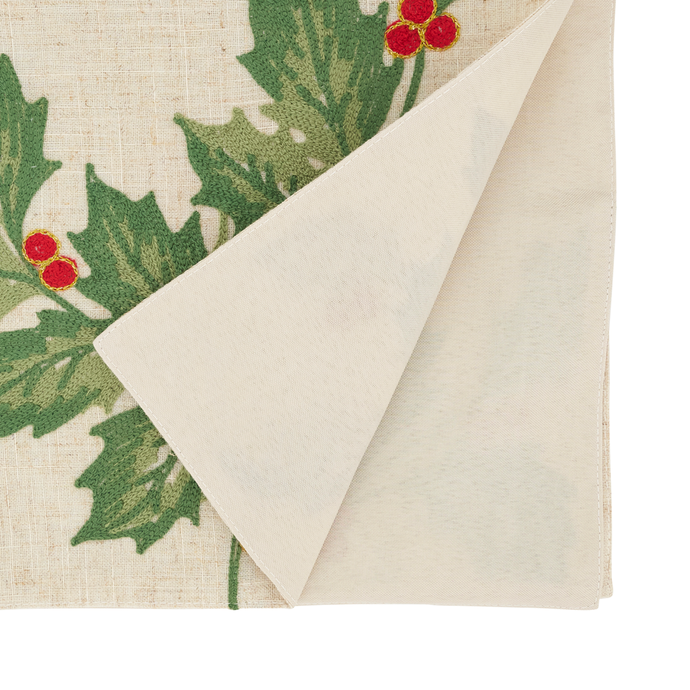 Saro Natural Holly Leaves Runner