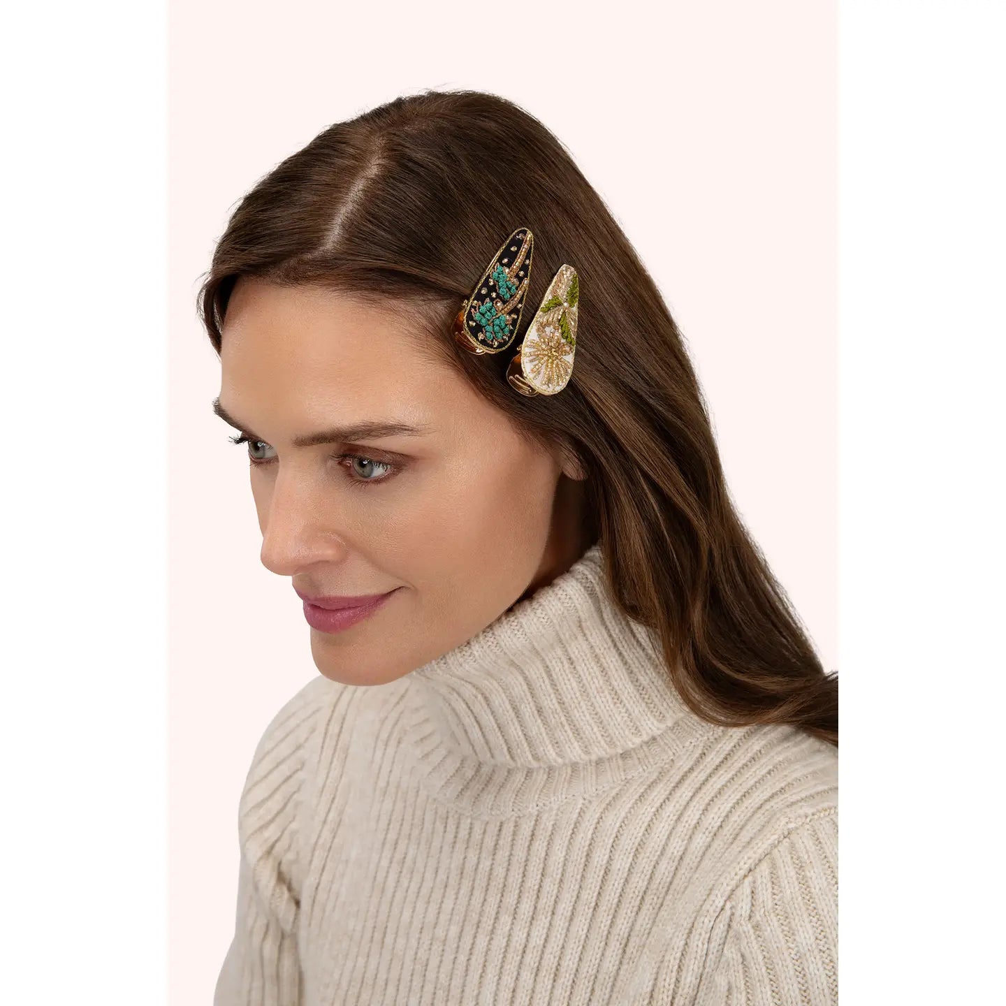 Hair Clips Midnight Trees & Champagne Flower