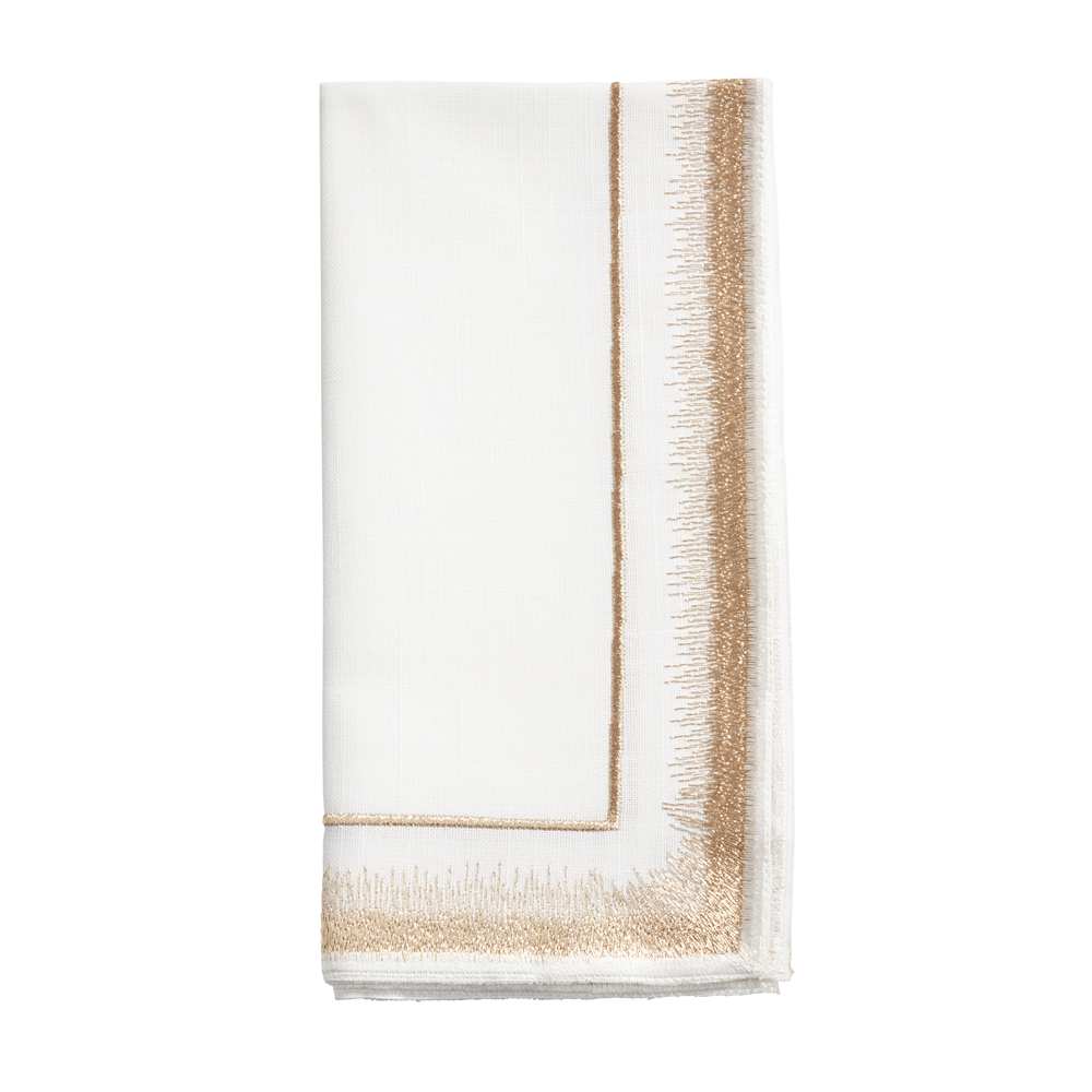 Saro Gold Embroidered Border Napkin