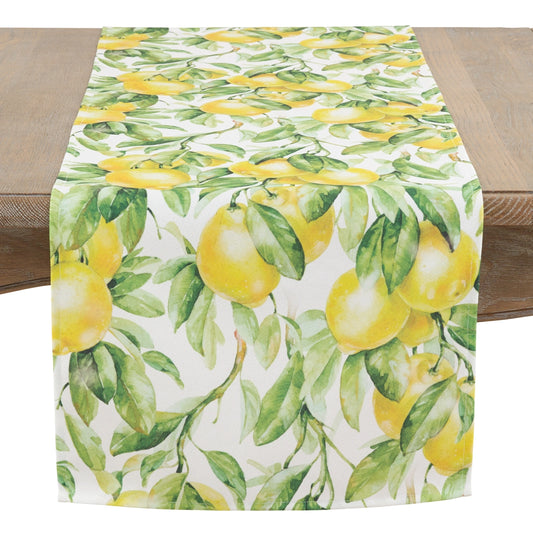 Saro Printed Lemon Table Runner