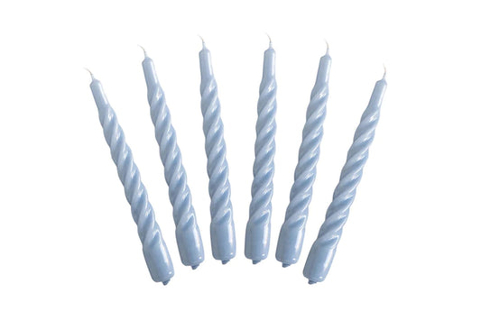 Denim Blue Twisted Taper Candles Set of 6