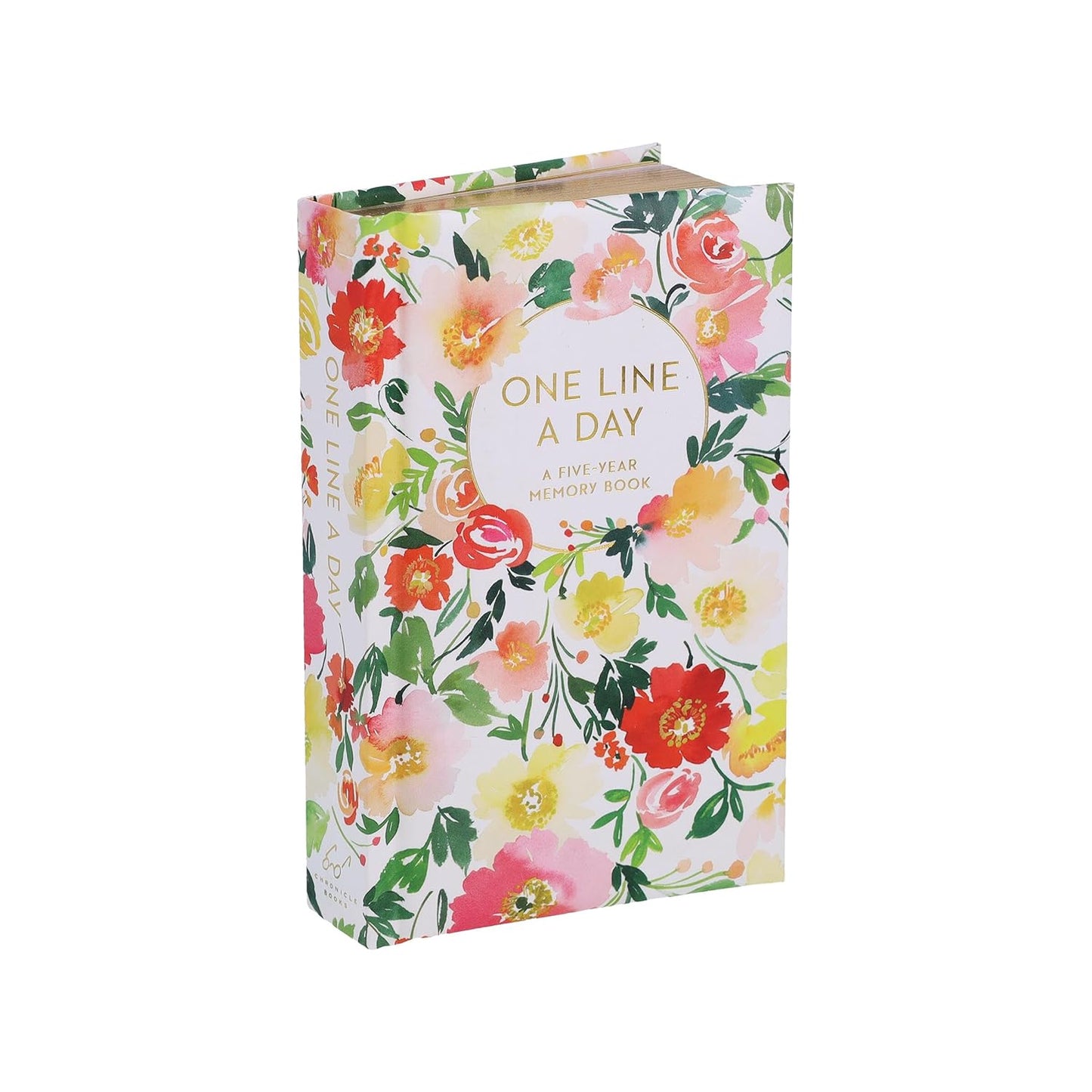 Floral journal with gilded edges on the pages and titled 'One Line A Day' 