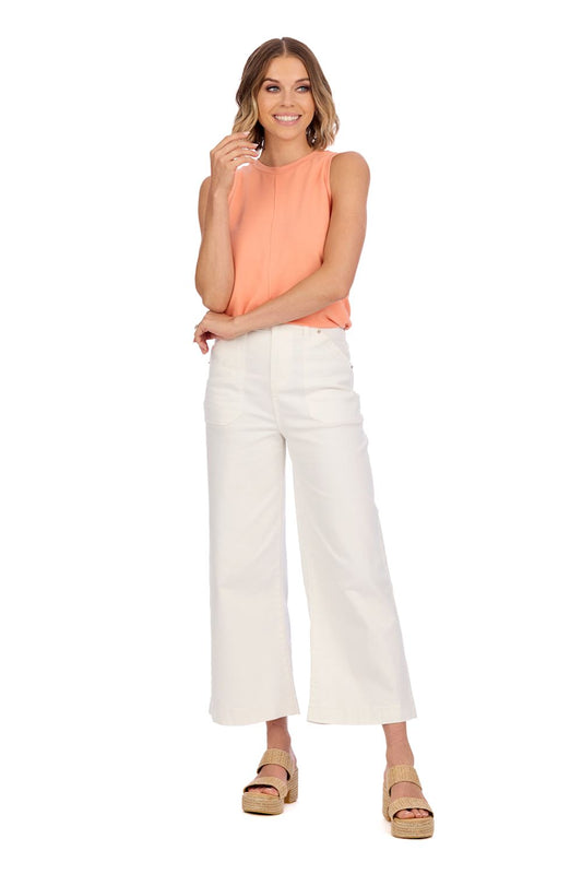 White Fritz Cropped Wide Leg Jeans Medium
