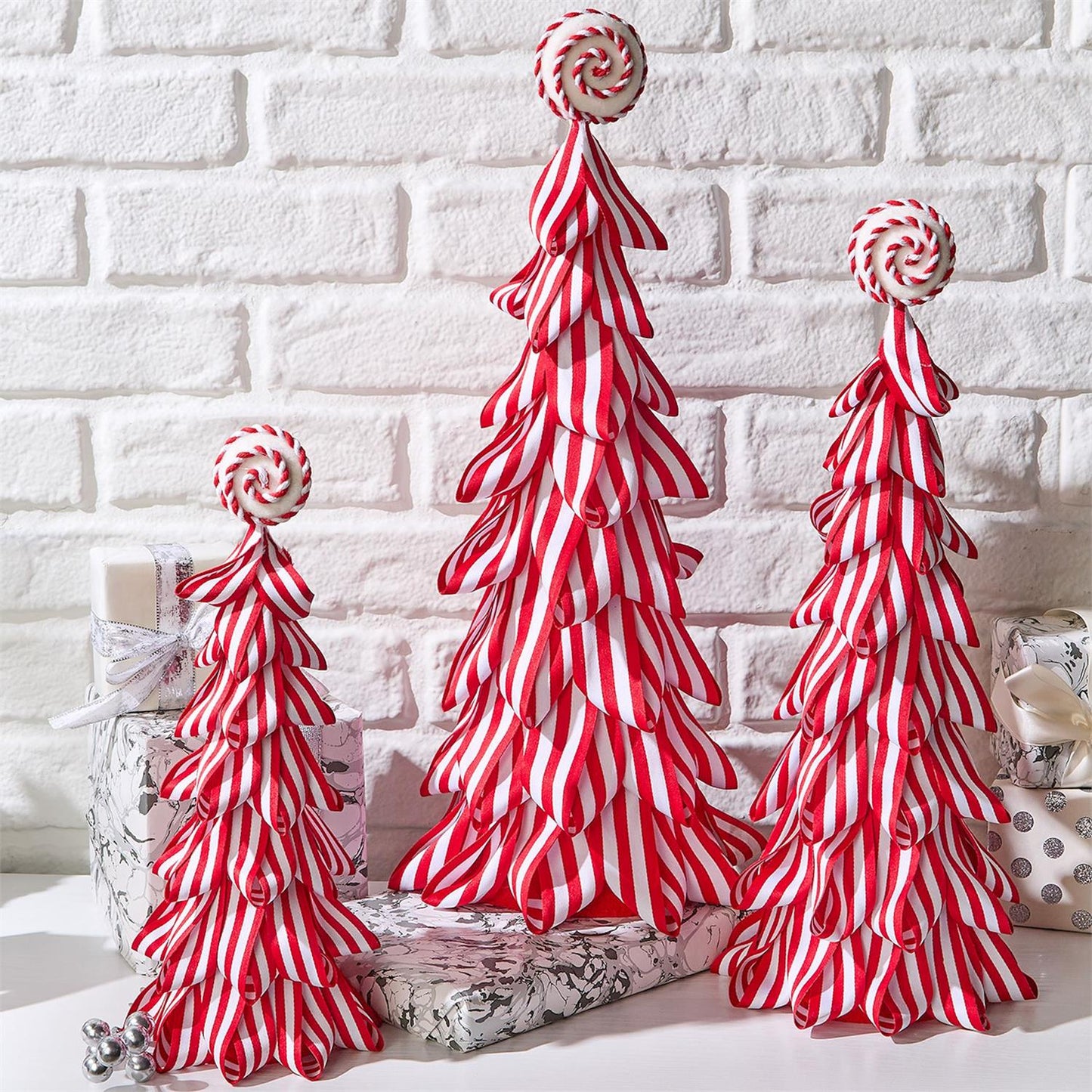 Peppermint Striped Ribbon Tree Small