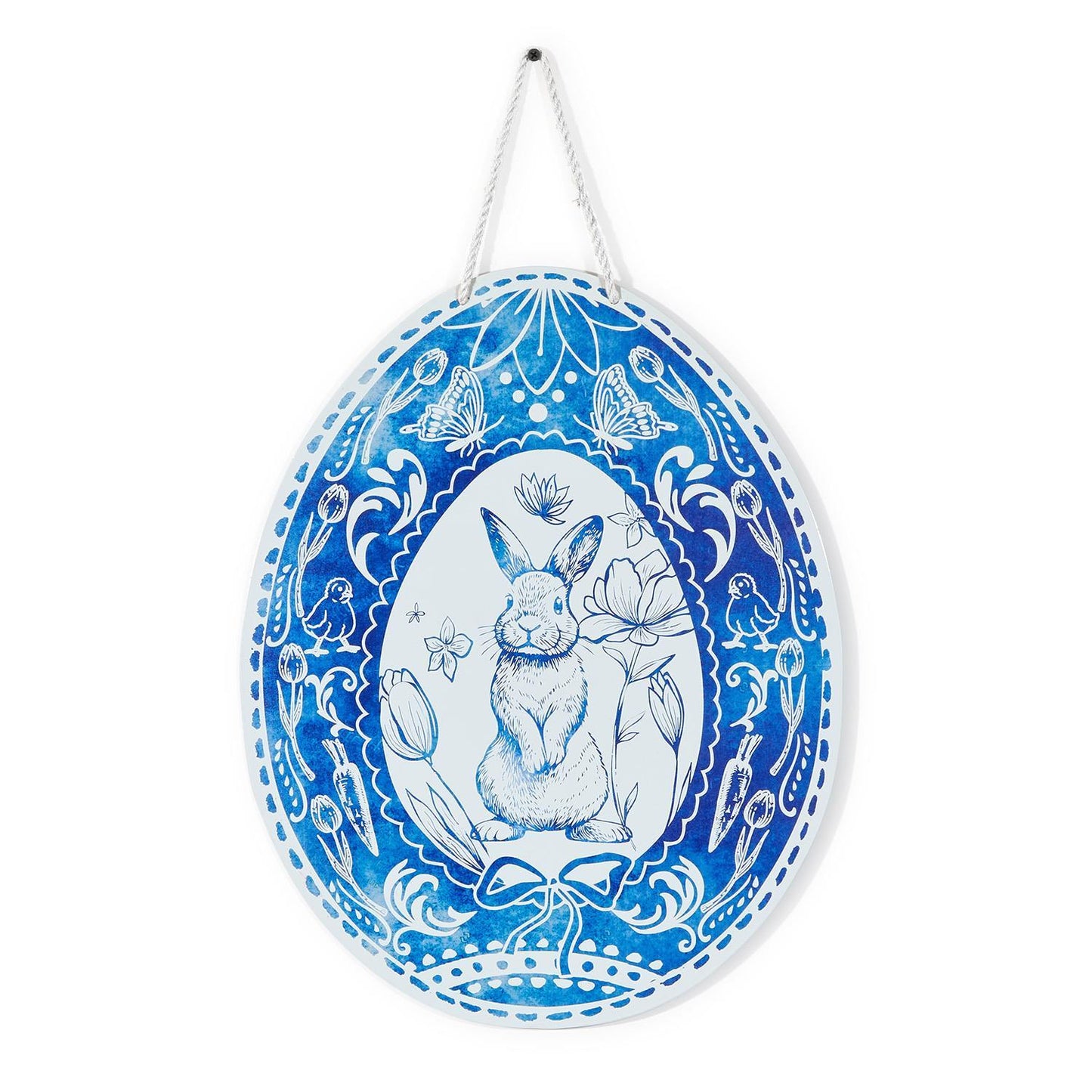 SALE Blue & White Egg & Bunny Door Hanger