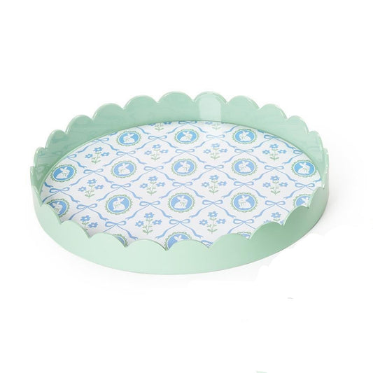 SALE Bunnies & Bows Round Scalloped Edge Tray Small