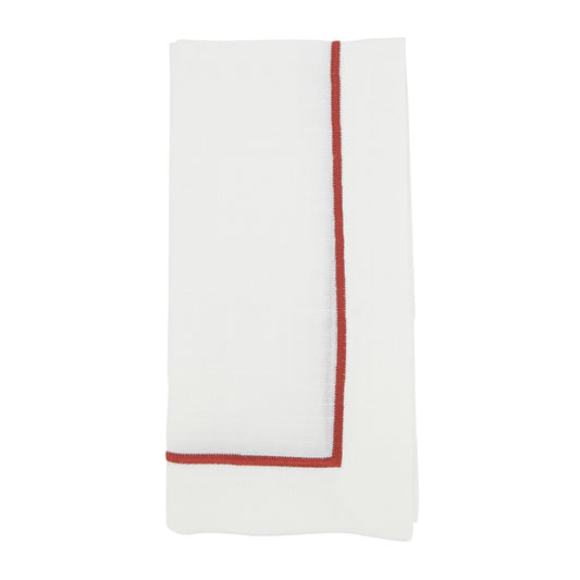 Saro Embroidered Line Design Napkin Rust