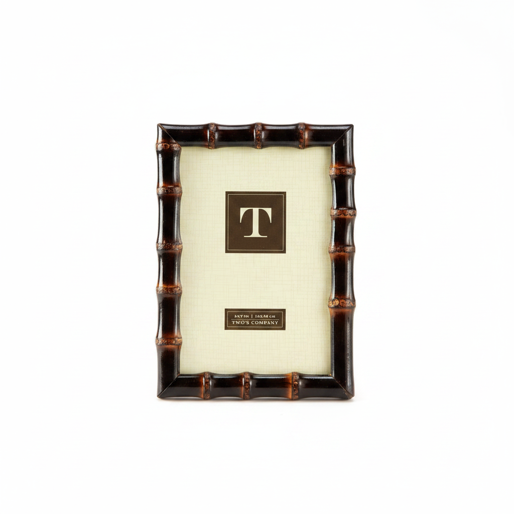Bamboo-style picture frame on a white background