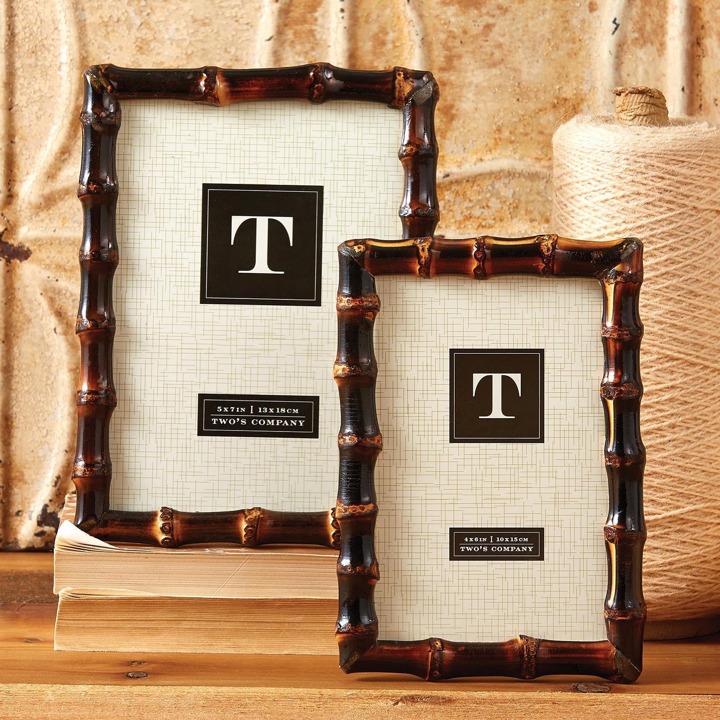 two picture frames made of a dark natural bamboo