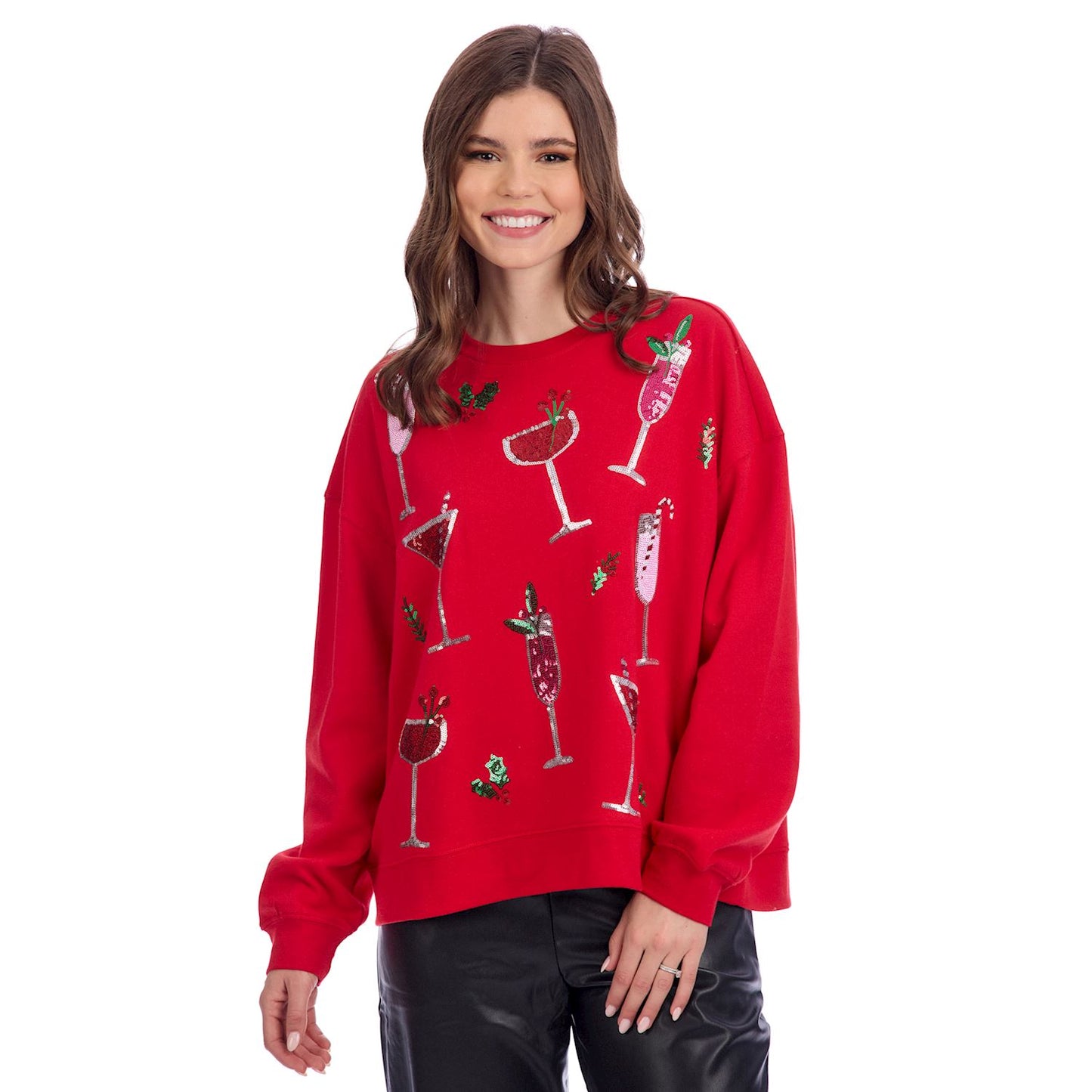 Red Holiday Sparkle Sweatshirt Med/Lg