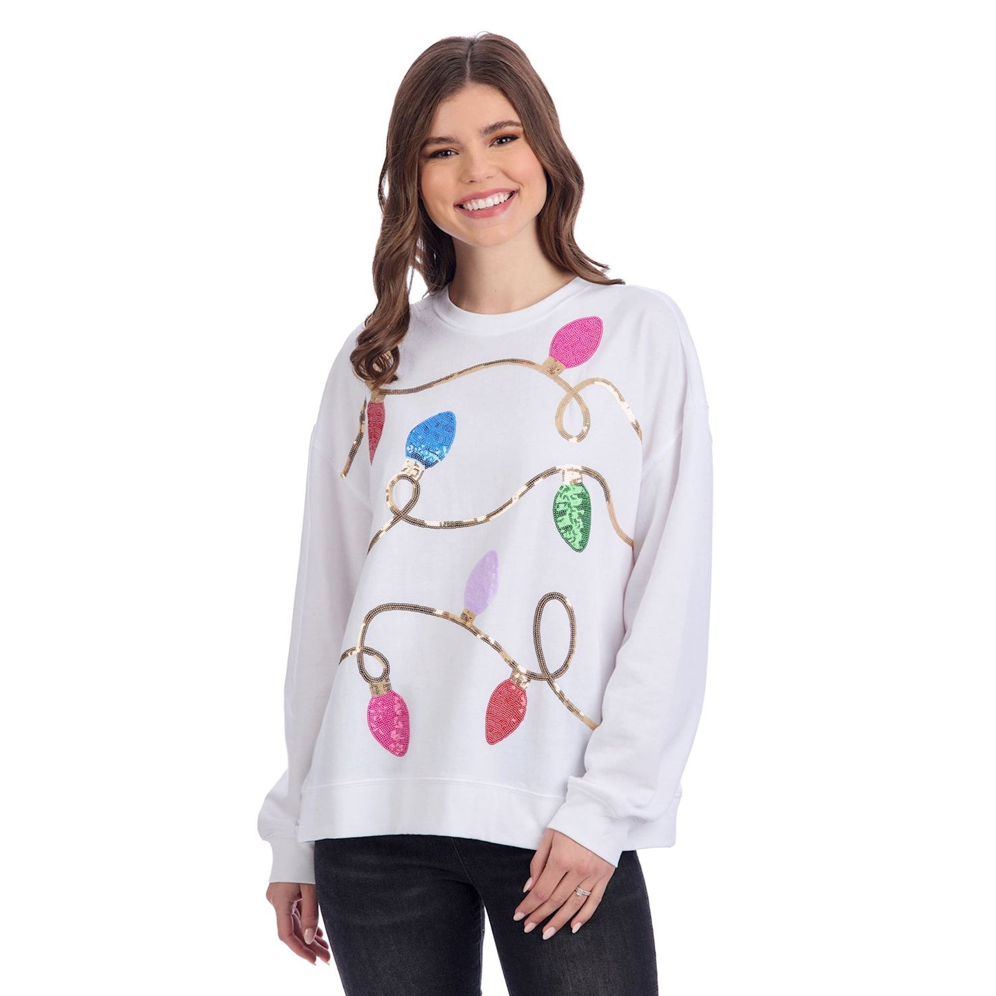 White Holiday Sparkle Sweatshirt Med/Lg
