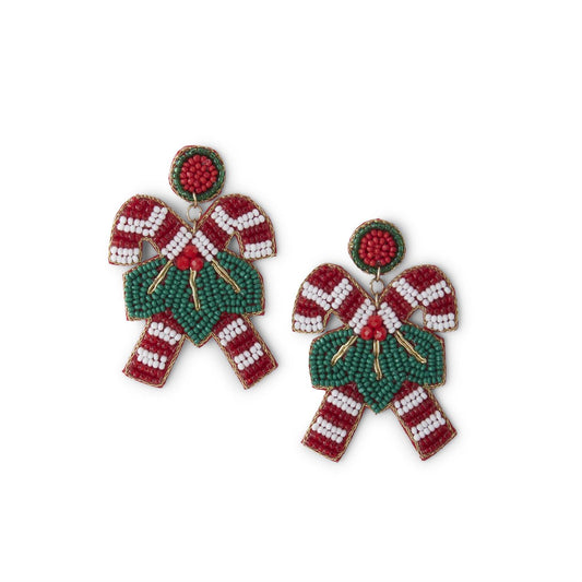 Beaded Candy Cane Earrings