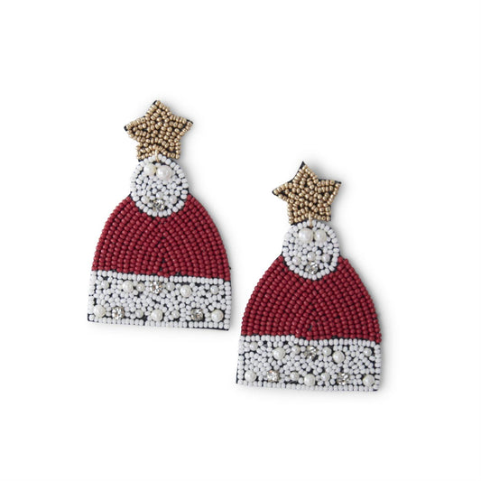 Beaded Red Hat Earrings