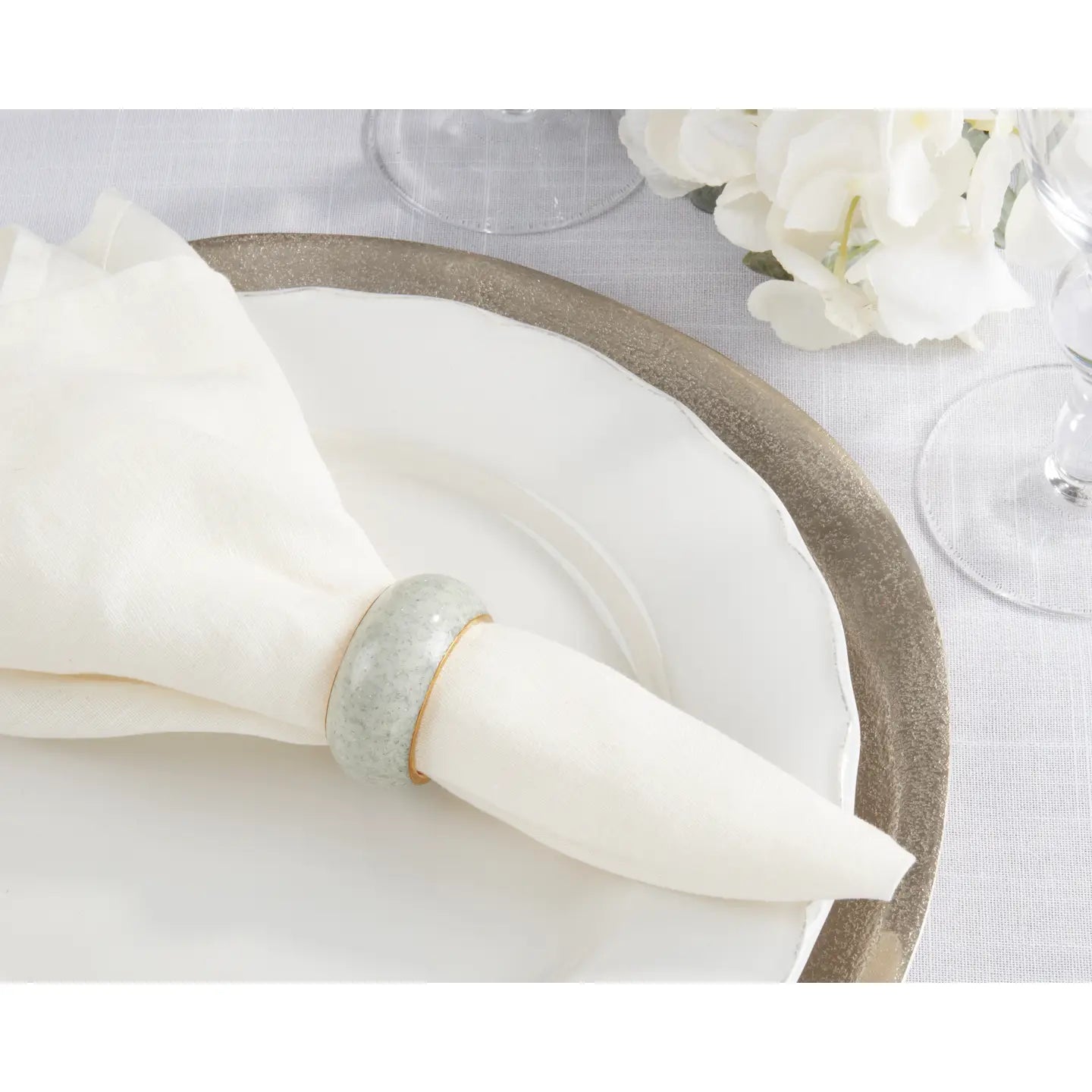 Saro Dome Napkin Ring Sea Green