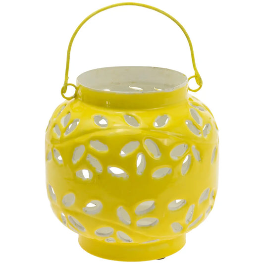 Yellow Outdoor Medium Metal Lantern