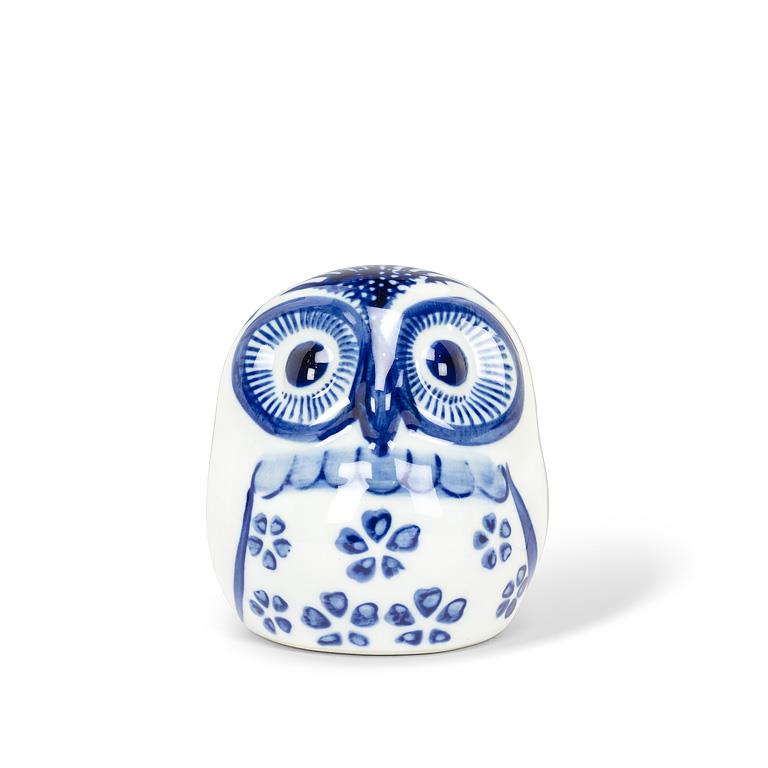 Blue & White Owl with Large Eyes