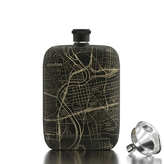 Dayton OH Map 6oz Pocket Flask