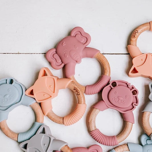 Elephant Silicone Teether Pink
