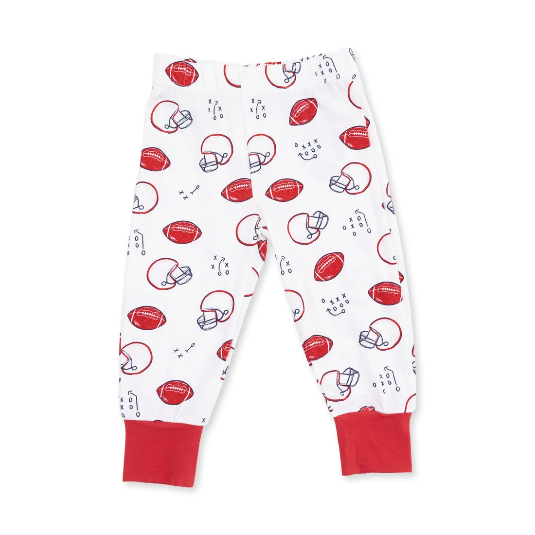 Children's Angel Dear Touchdown time pj leggings with football pattern on a white background
