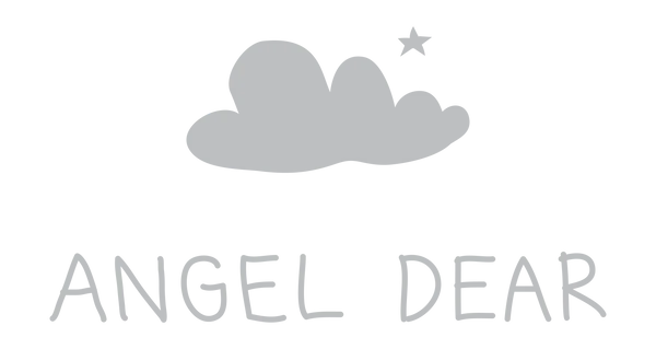Gray 'Angel Dear' logo with a cloud and star on a white background