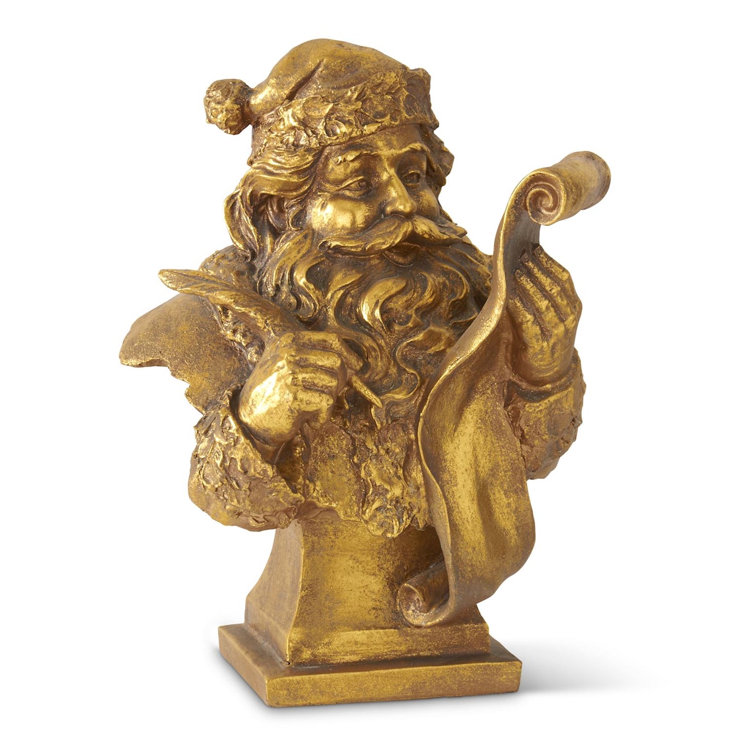 Gold Resin Santa Holding List Bust