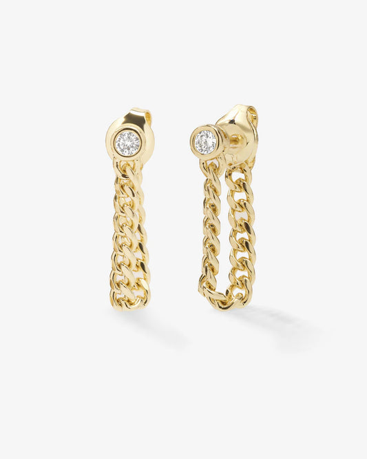Melinda Maria Baby Julian Soft Chain Hoops Gold w/White Diamonds