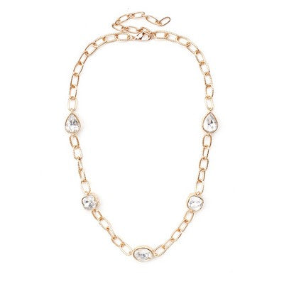 meghan browne bam-GC gold chain necklace with clear stones