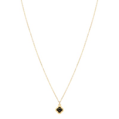Meghan Browne BODI-BD Gold necklace with a black diamond gemstone pendant in a clover shape
