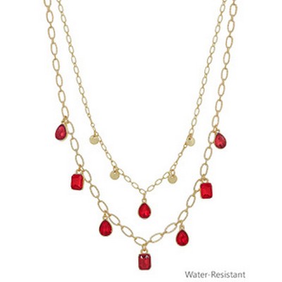 Meghan Browne BRES-RU double stand gold chain necklace with ruby charms