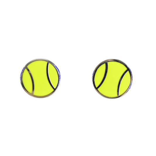 Yellow Flat Tennis Ball Earrings
